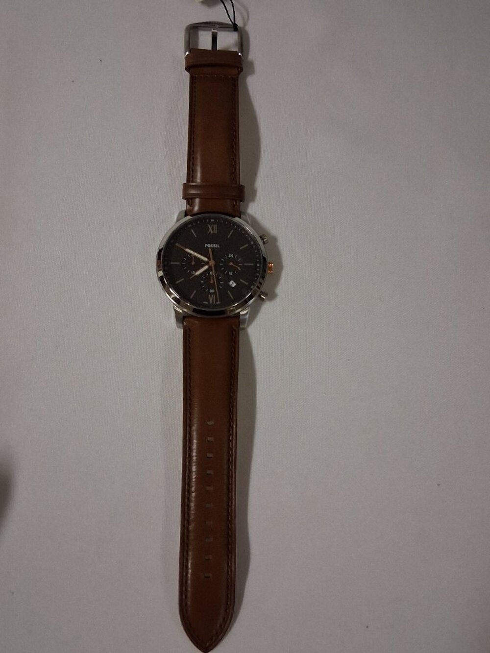 Fossil Men's Neutra Quartz Watch FS5408 – Stainless Steel Case & Brown Leather